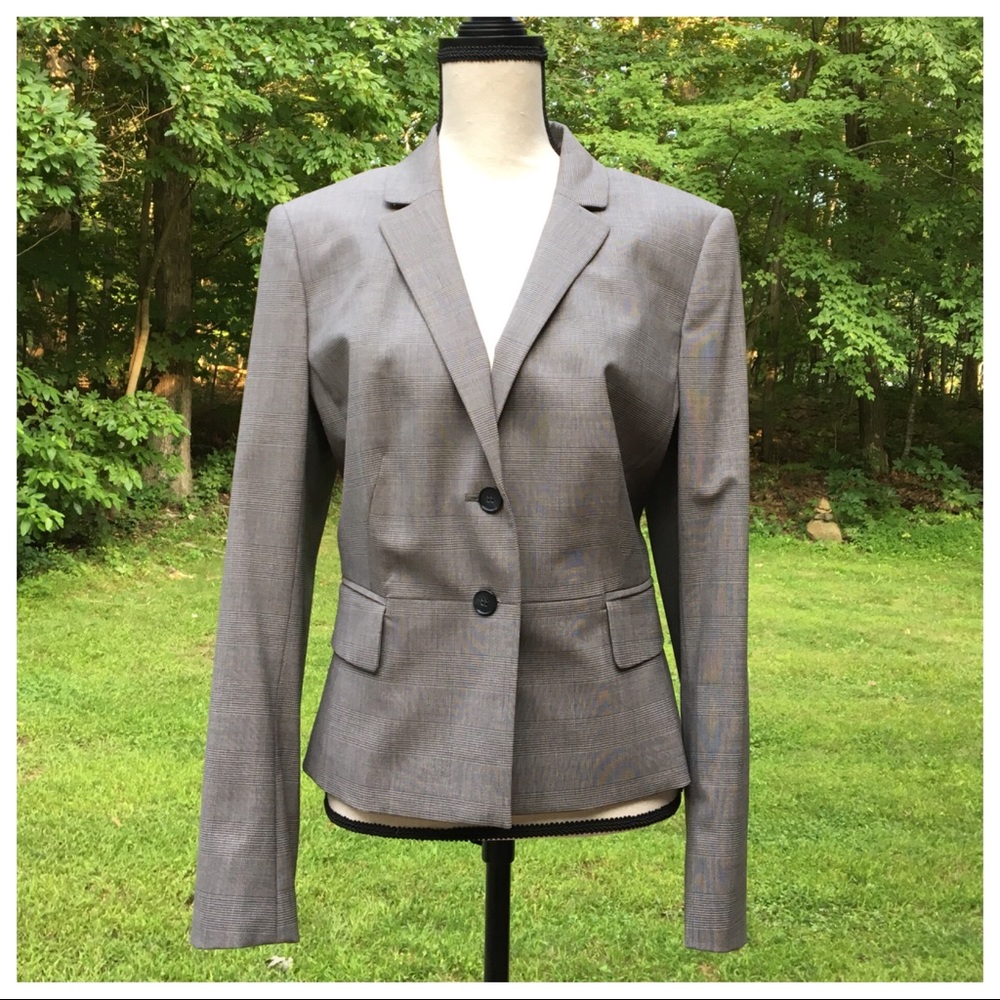 ANN TAYLOR Wool Brown Houndstooth Blazer - 14